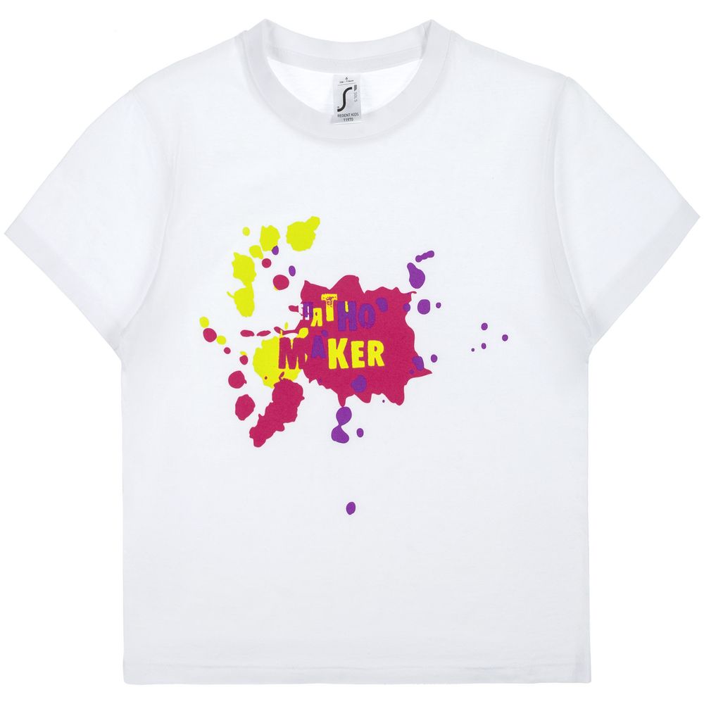 Футболка детская «Пятно Maker», белая — изображение 2
