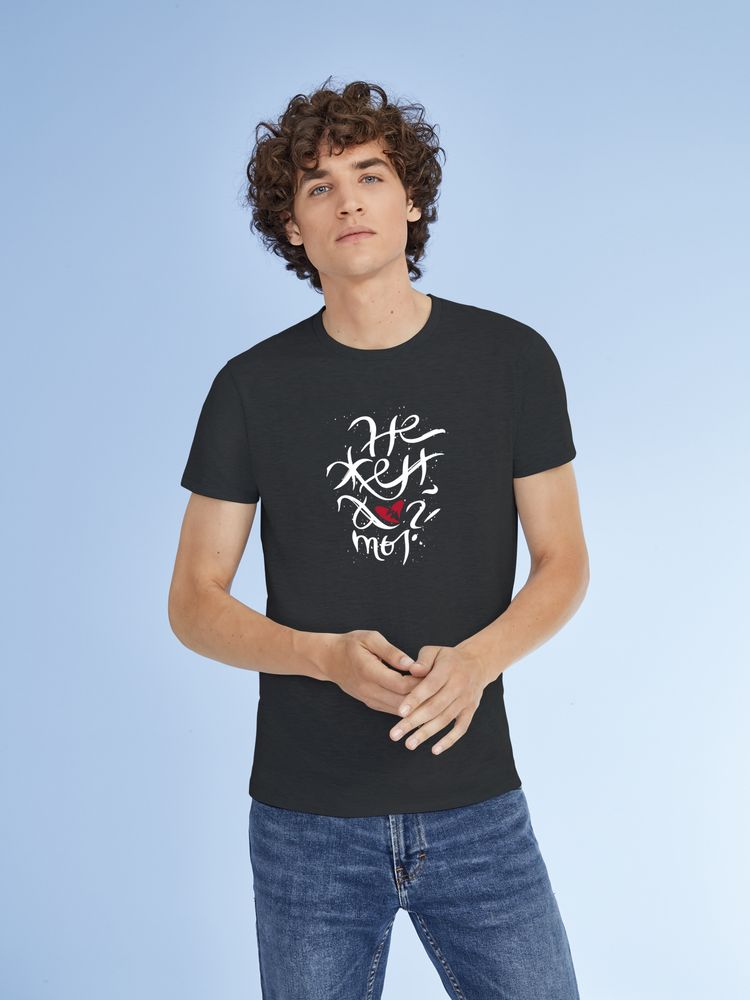 Футболка «Нежен», черный меланж — изображение 2