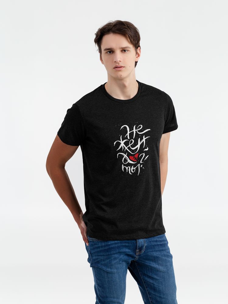 Футболка «Нежен», черный меланж — изображение 4