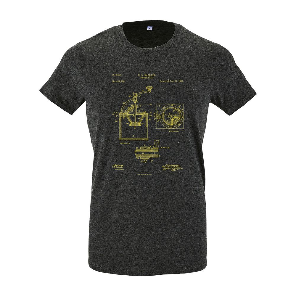Футболка приталенная Old Patents. Coffee Mill, черный меланж — изображение 3