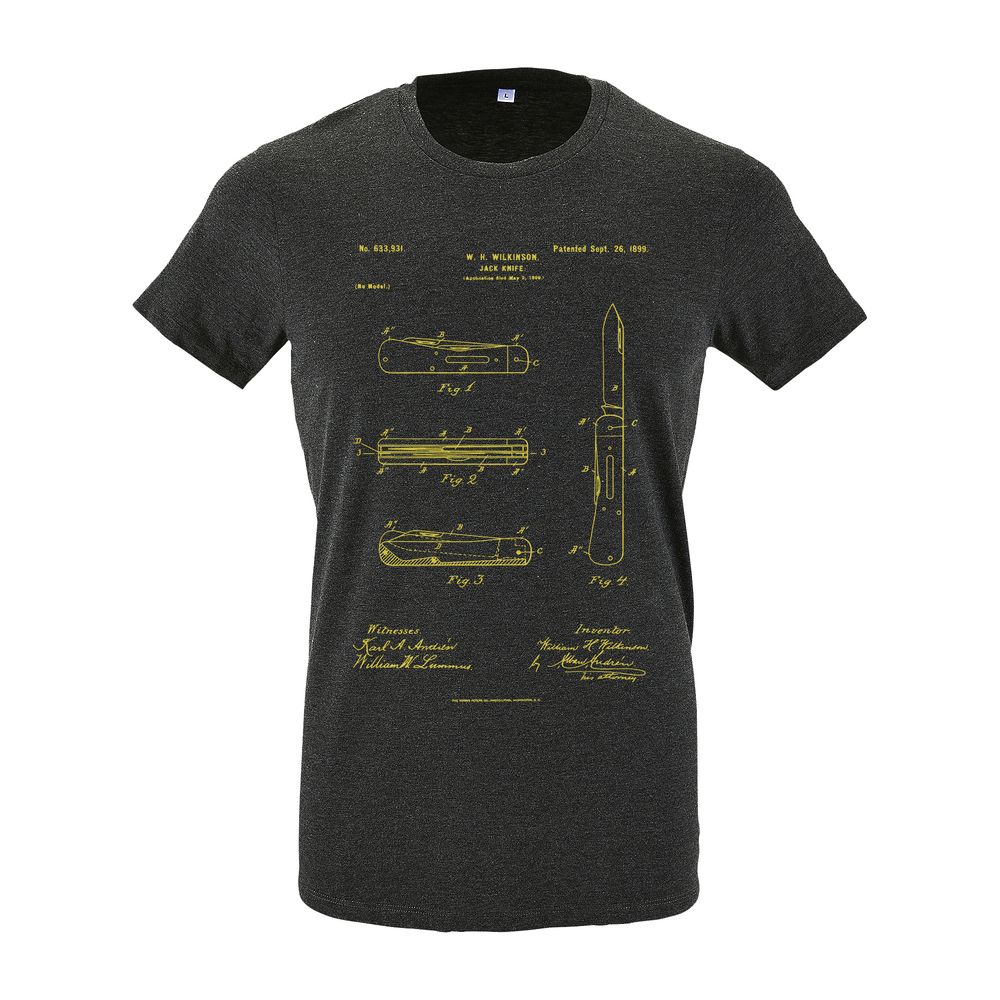 Футболка приталенная Old Patents. Knife, черный меланж — изображение 3