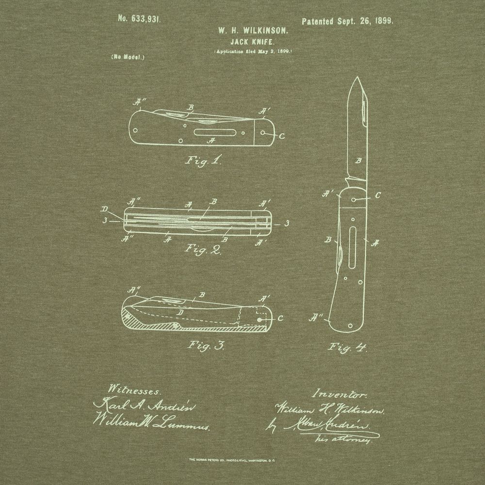 Футболка приталенная Old Patents. Knife, меланж хаки — изображение 4