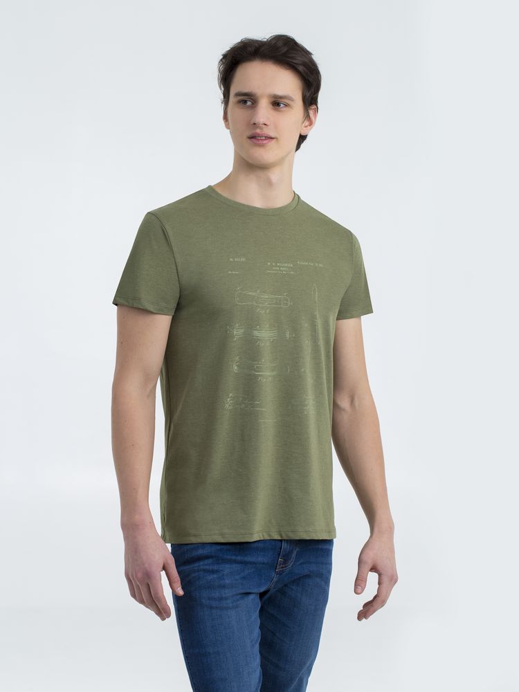 Футболка приталенная Old Patents. Knife, меланж хаки — изображение 2