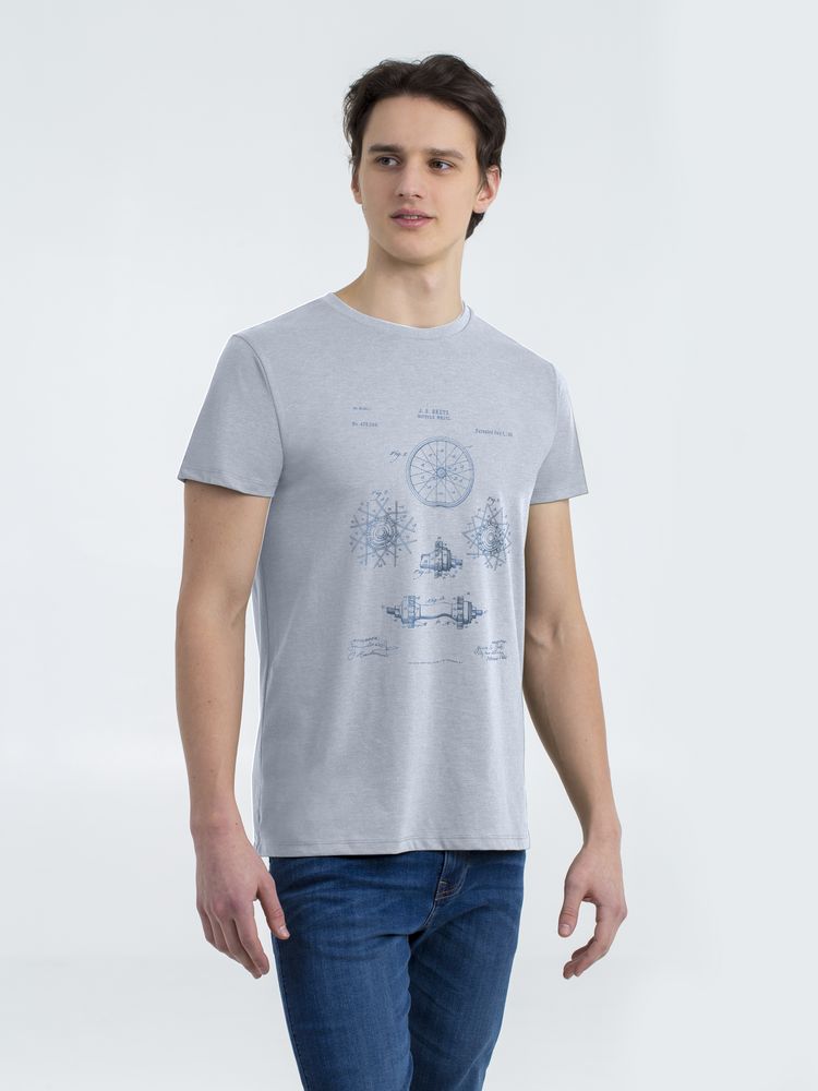 Футболка приталенная Old Patents. Wheel, голубой меланж — изображение 2
