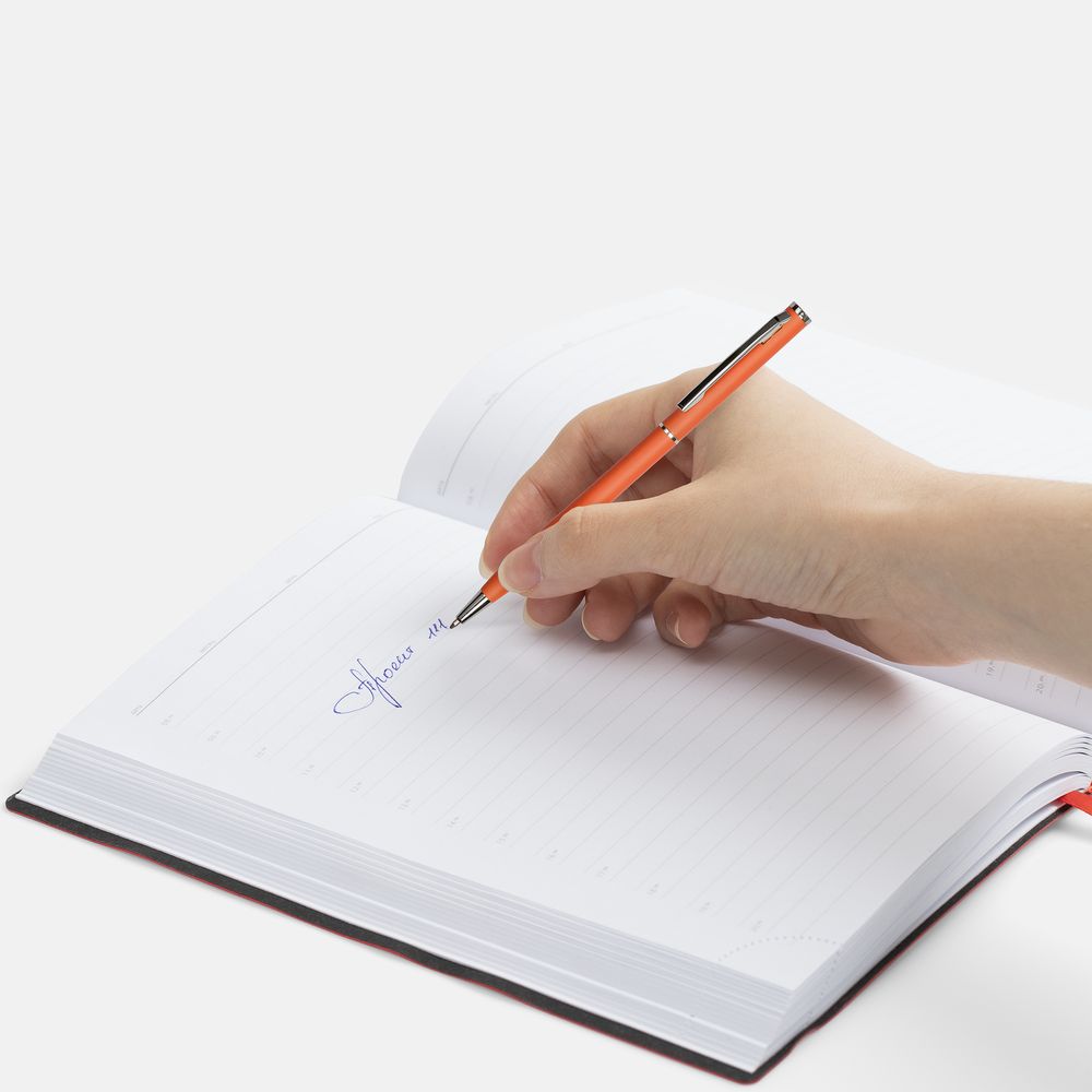 Ручка шариковая Hotel Chrome, ver.2, матовая оранжевая — изображение 6