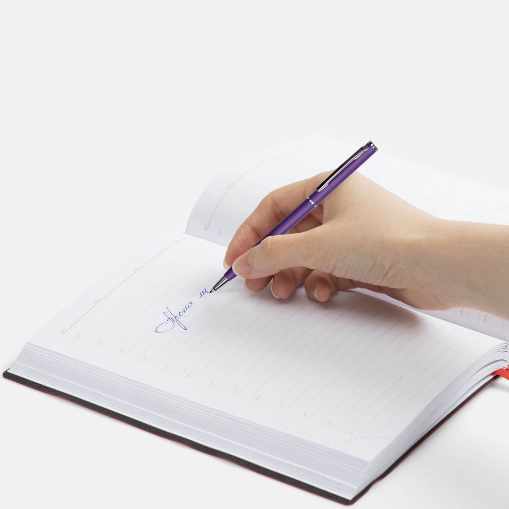 Ручка шариковая Hotel Chrome, ver.2, матовая фиолетовая — изображение 5