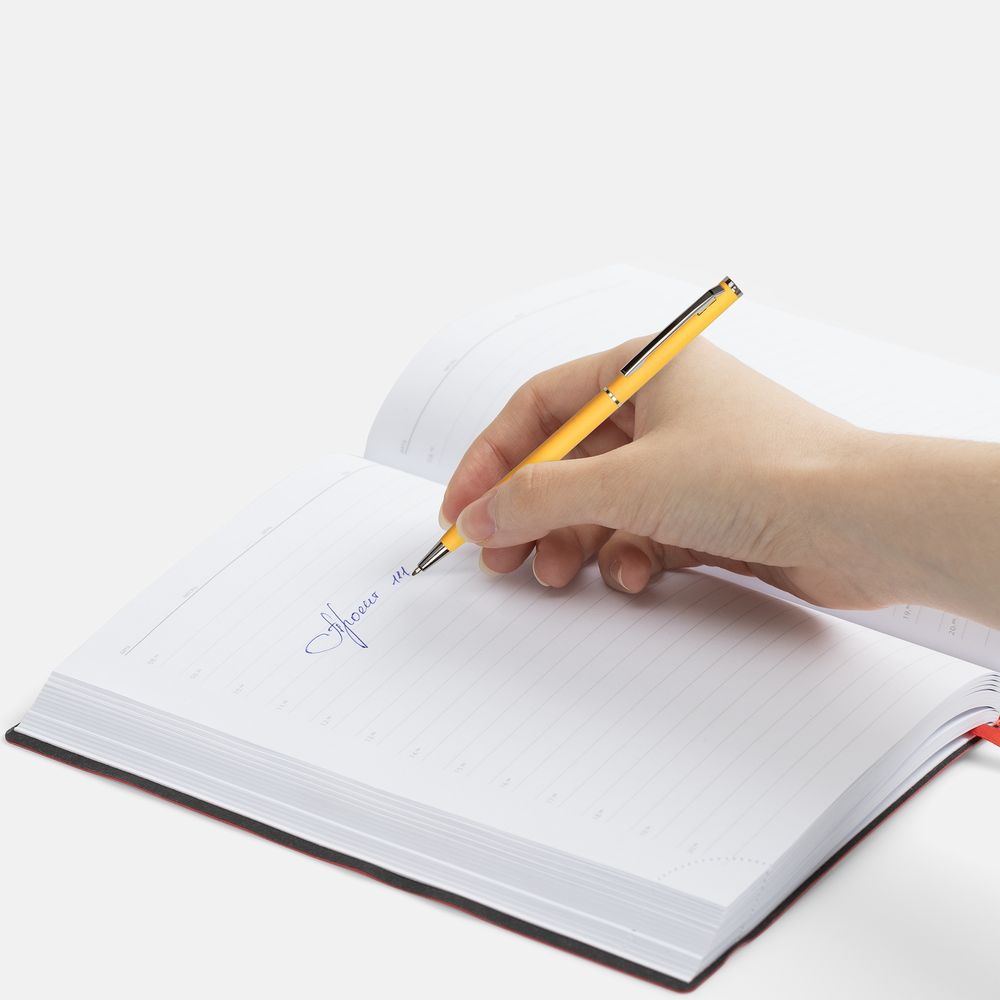 Ручка шариковая Hotel Chrome, ver.2, матовая желтая — изображение 5