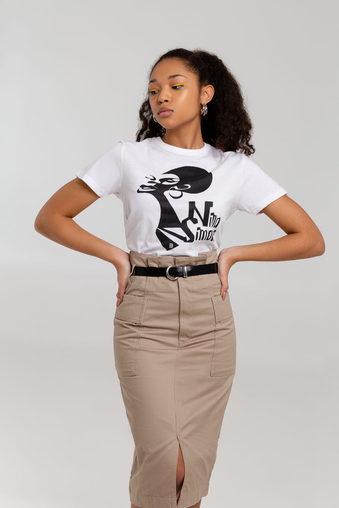 Футболка женская «Меламед. Nina Simone», белая — изображение 2