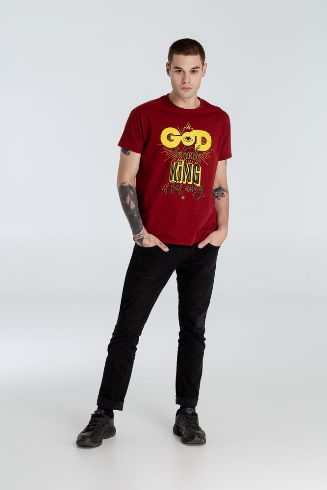 Футболка A God is High, гранатово-красная — изображение 9