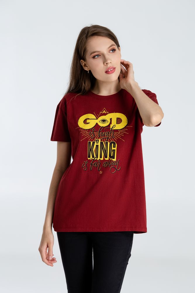 Футболка A God is High, гранатово-красная — изображение 6