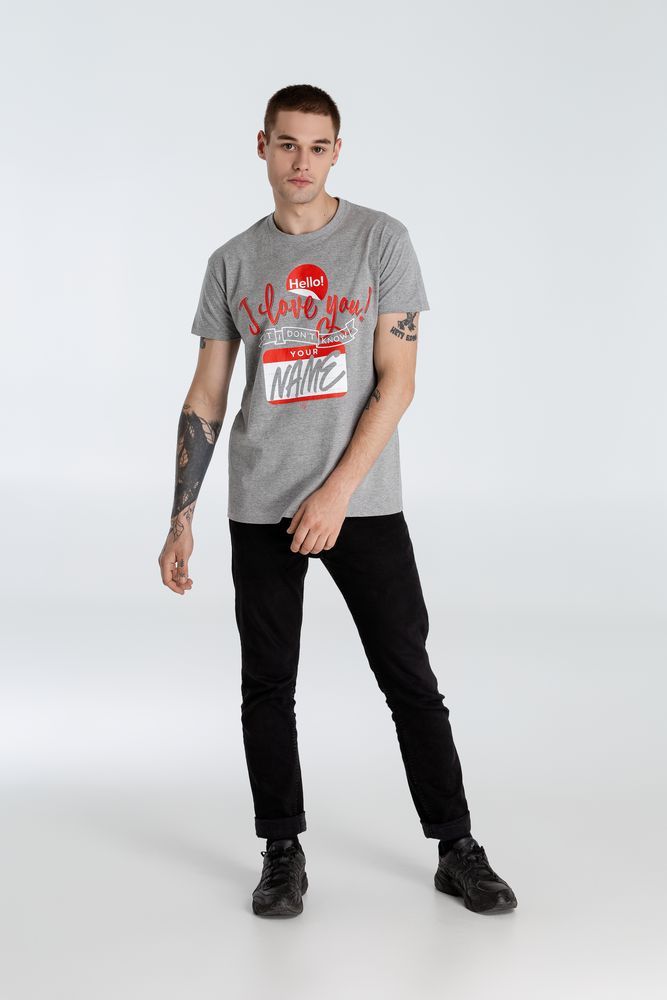 Футболка Hello! I Love You!, серый меланж — изображение 9