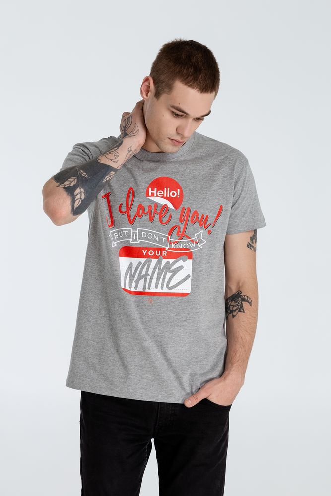 Футболка Hello! I Love You!, серый меланж — изображение 2