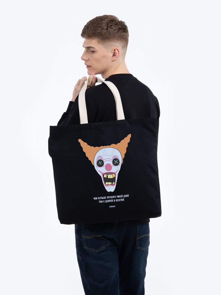 Холщовая сумка «Цирк» с внутренним карманом, черная — изображение 5