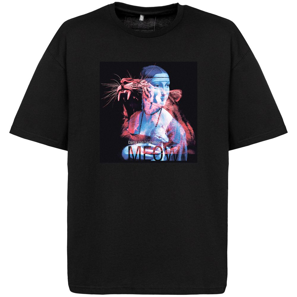 Футболка оверсайз «Дама с горностаем», черная — изображение 2