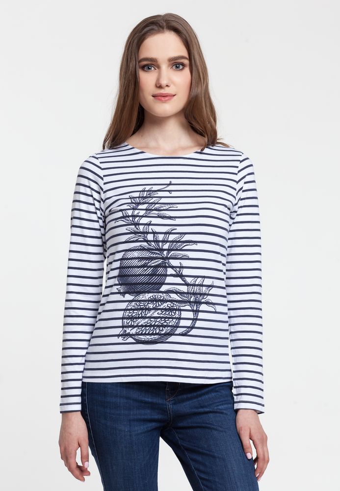 Футболка женская Grand Granat, белая с синим — изображение 2