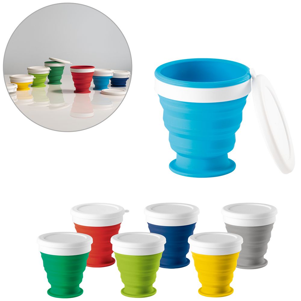 Складной стакан с крышкой Astrada, серый — изображение 5