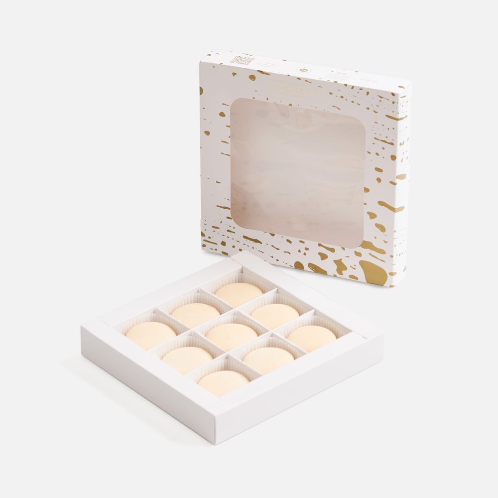 Набор из 9 пирожных макарон, в коробке с окошком — изображение 2