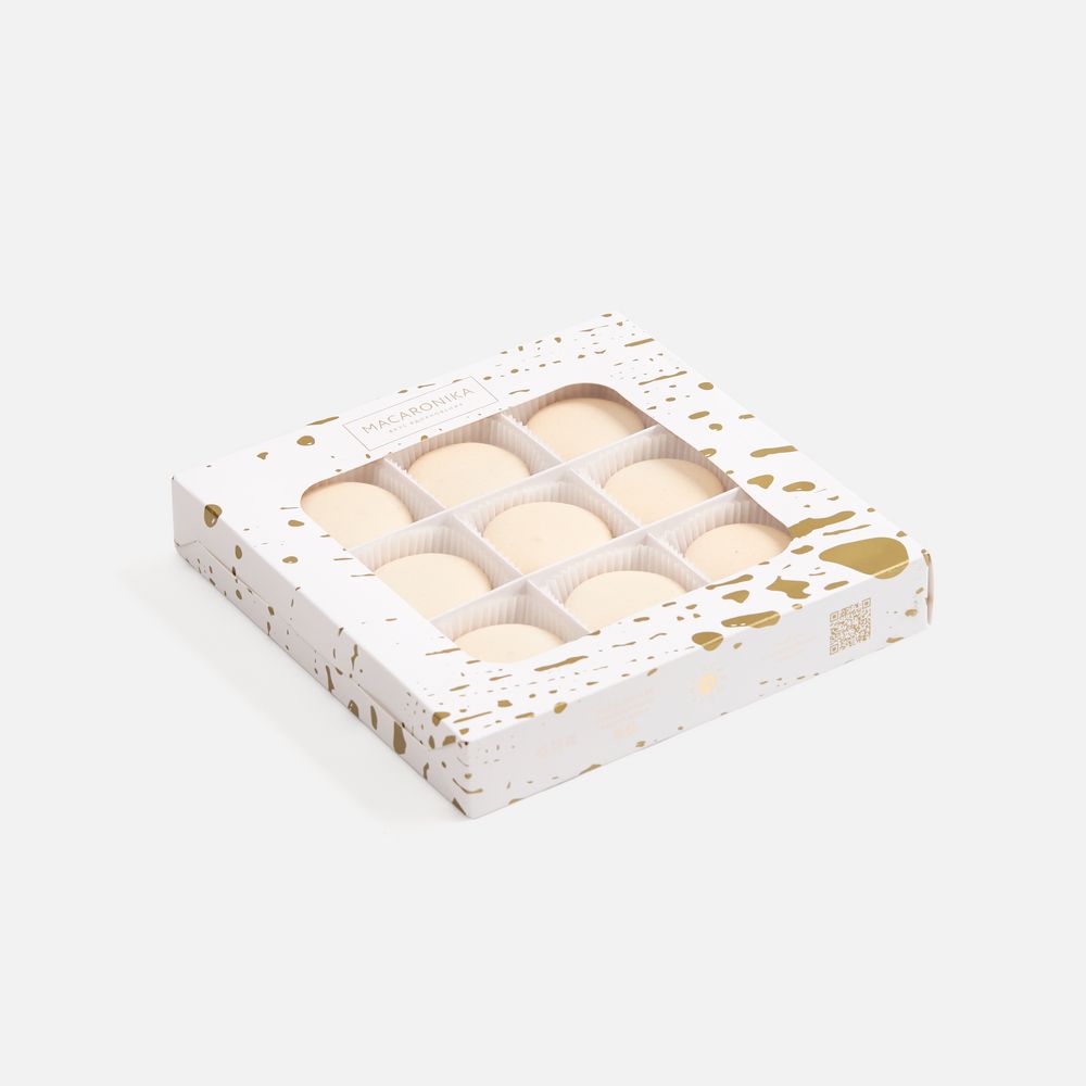 Набор из 9 пирожных макарон, в коробке с окошком — изображение 5