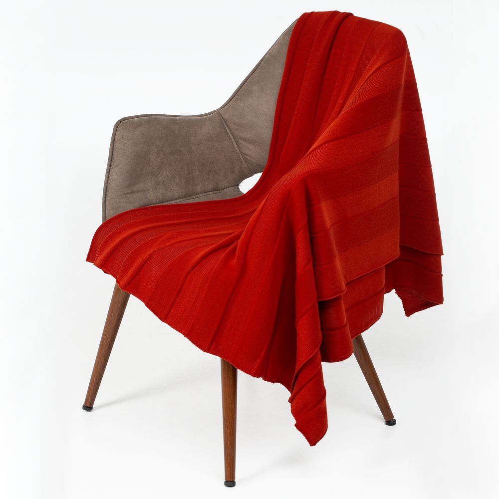 Плед Pleat, коричневый (терракота) — изображение 3