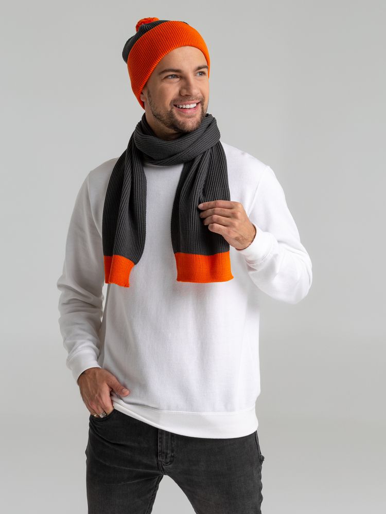 Шарф Snappy, темно-серый с оранжевым — изображение 6