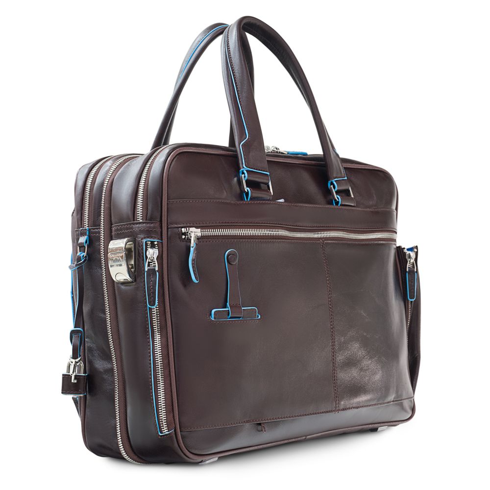 Сумка мужская для ноутбука Piquadro Blue Square, коричневая — изображение 5