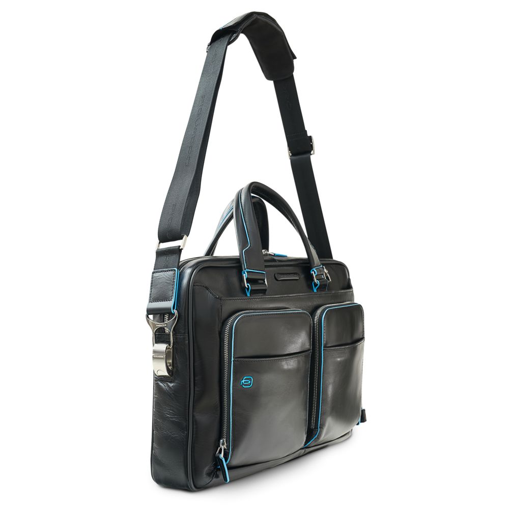 Сумка с отделением для ноутбука Piquadro Blue Square, черная — изображение 6