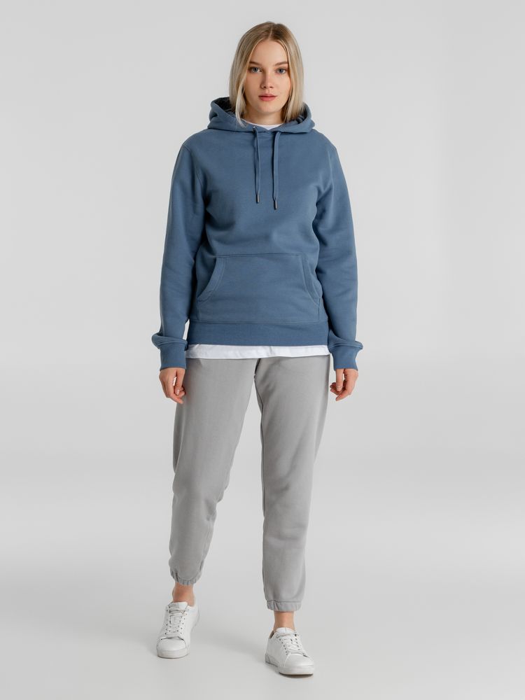 Толстовка с капюшоном унисекс King, серо-синяя — изображение 5