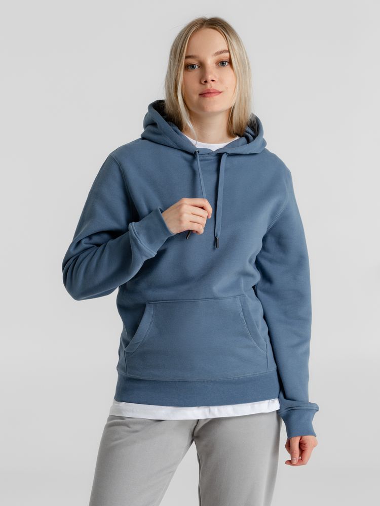 Толстовка с капюшоном унисекс King, серо-синяя — изображение 4