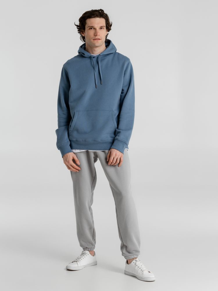 Толстовка с капюшоном унисекс King, серо-синяя — изображение 9