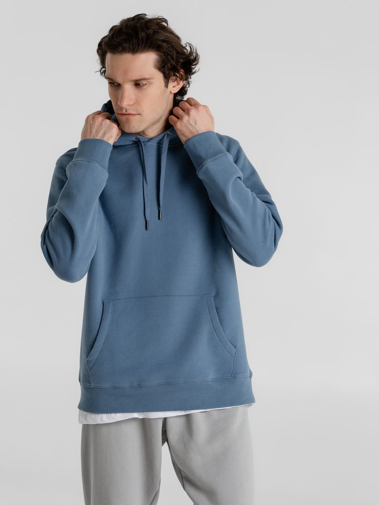 Толстовка с капюшоном унисекс King, серо-синяя — изображение 8