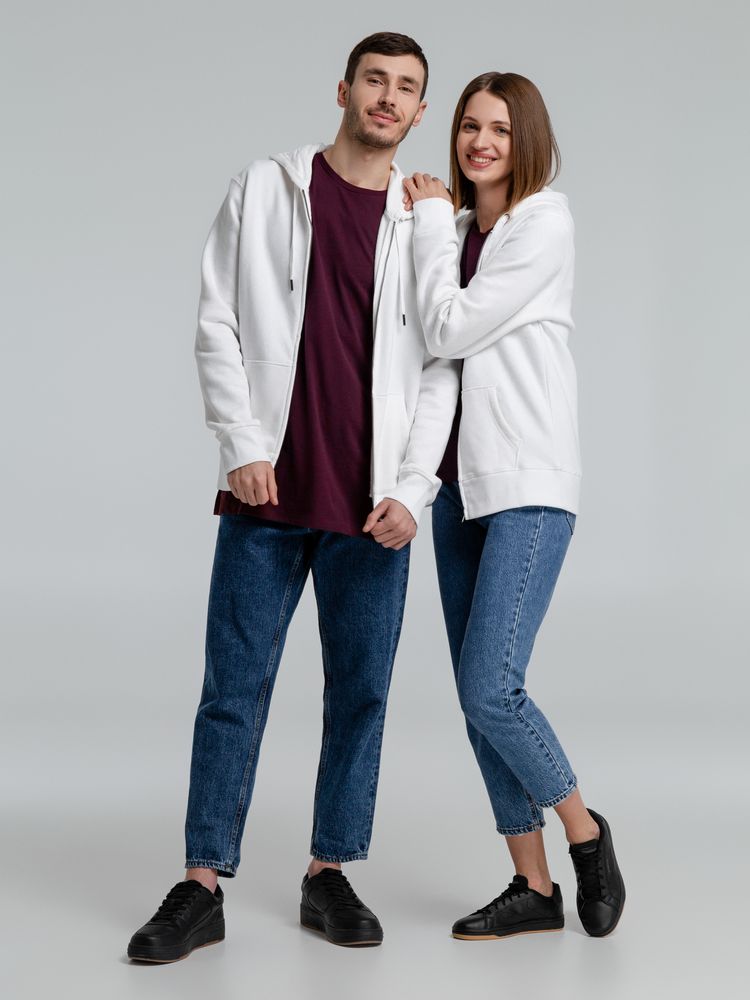 Толстовка на молнии с капюшоном унисекс King, белая — изображение 13