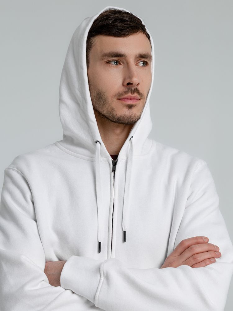 Толстовка на молнии с капюшоном унисекс King, белая — изображение 12