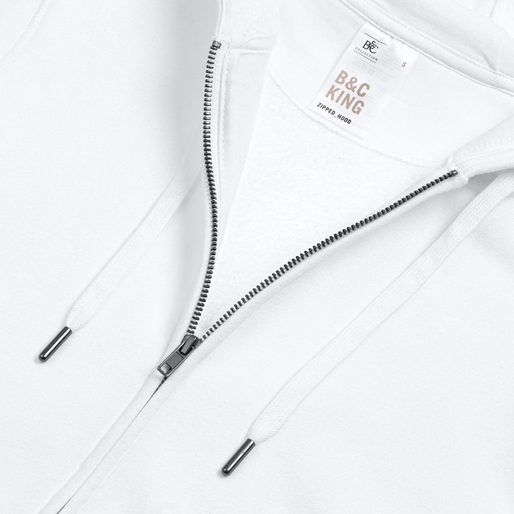 Толстовка на молнии с капюшоном унисекс King, белая — изображение 4