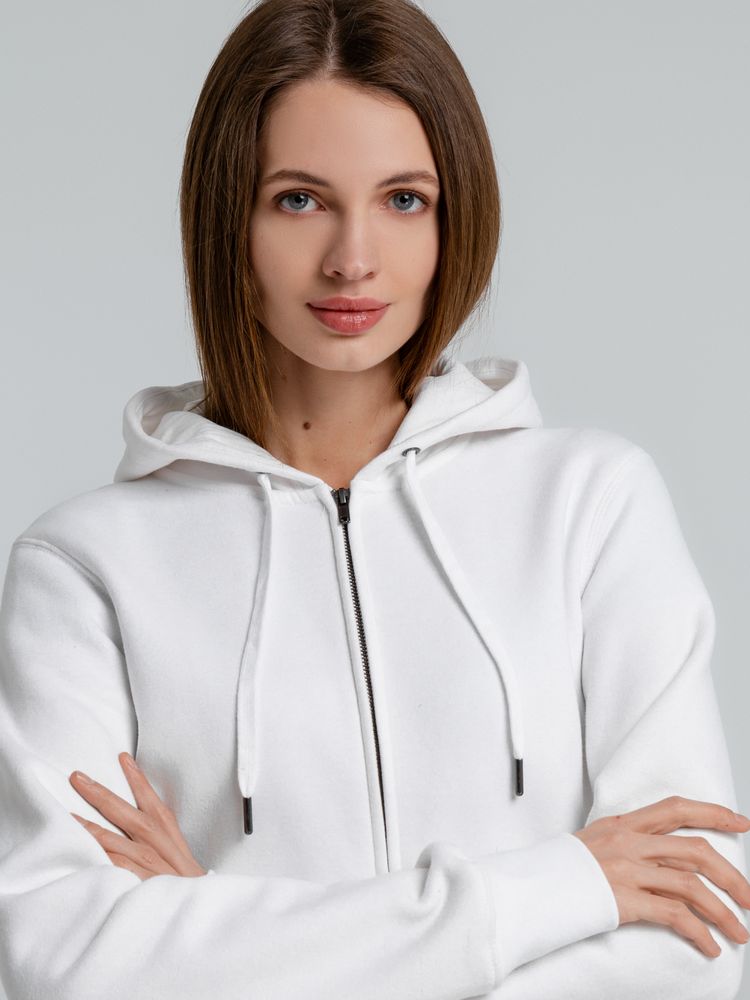 Толстовка на молнии с капюшоном унисекс King, белая — изображение 8