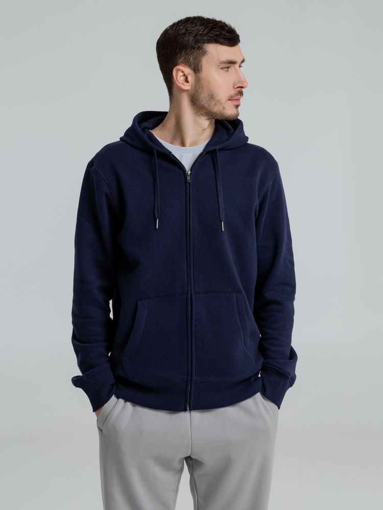 Толстовка на молнии с капюшоном унисекс King, темно-синяя — изображение 9