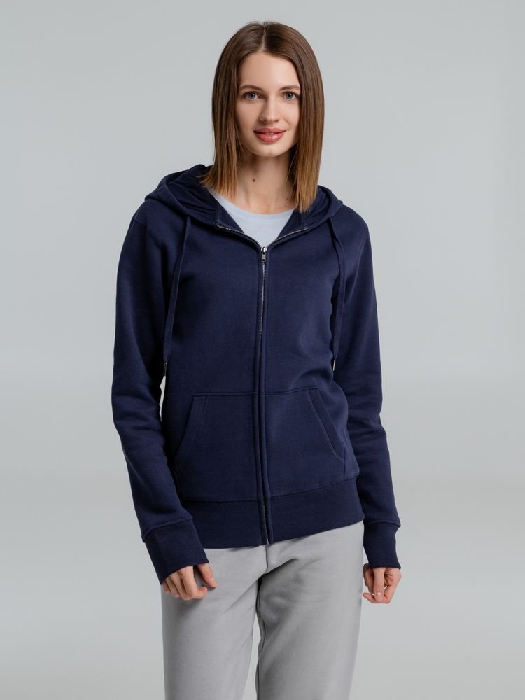 Толстовка на молнии с капюшоном унисекс King, темно-синяя — изображение 5