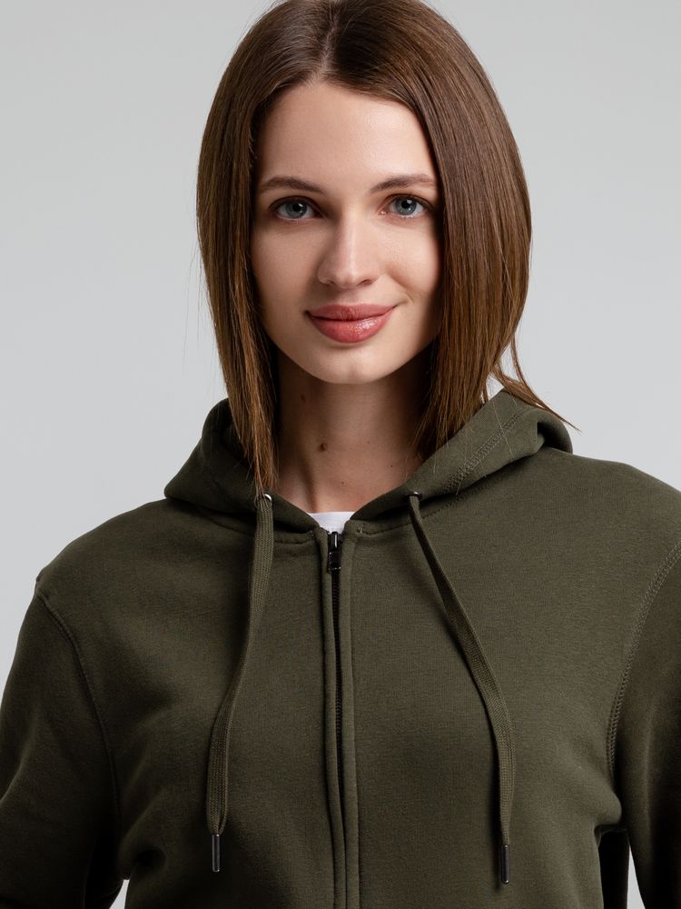 Толстовка на молнии с капюшоном унисекс King, хаки — изображение 8