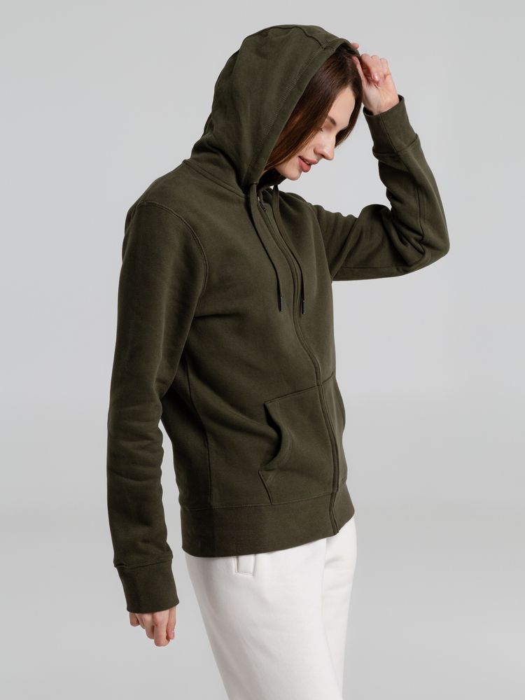 Толстовка на молнии с капюшоном унисекс King, хаки — изображение 6