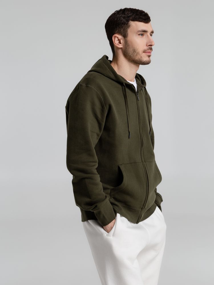 Толстовка на молнии с капюшоном унисекс King, хаки — изображение 10