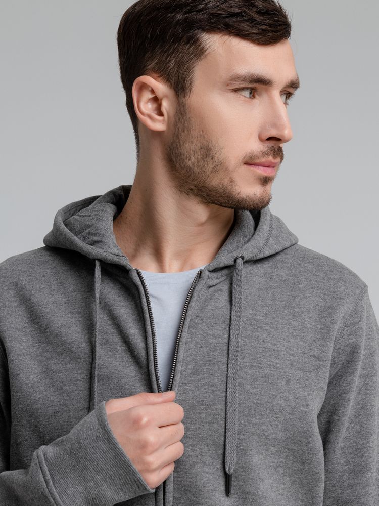 Толстовка на молнии с капюшоном унисекс King, темно-серый меланж — изображение 8