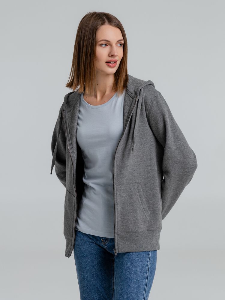 Толстовка на молнии с капюшоном унисекс King, темно-серый меланж — изображение 9