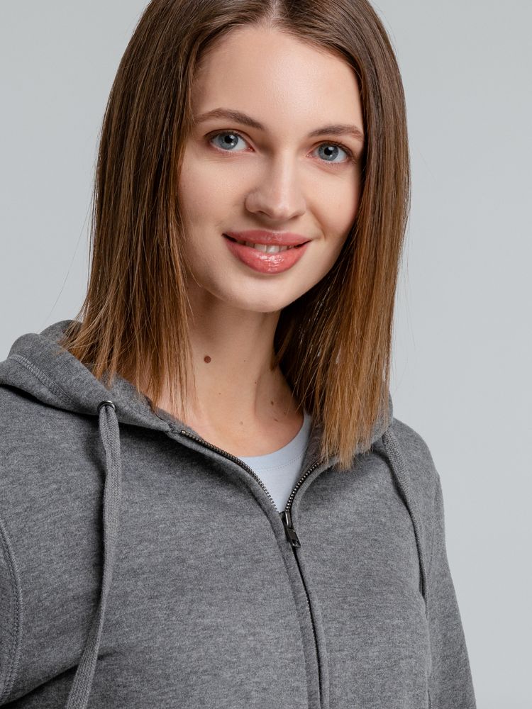 Толстовка на молнии с капюшоном унисекс King, темно-серый меланж — изображение 12