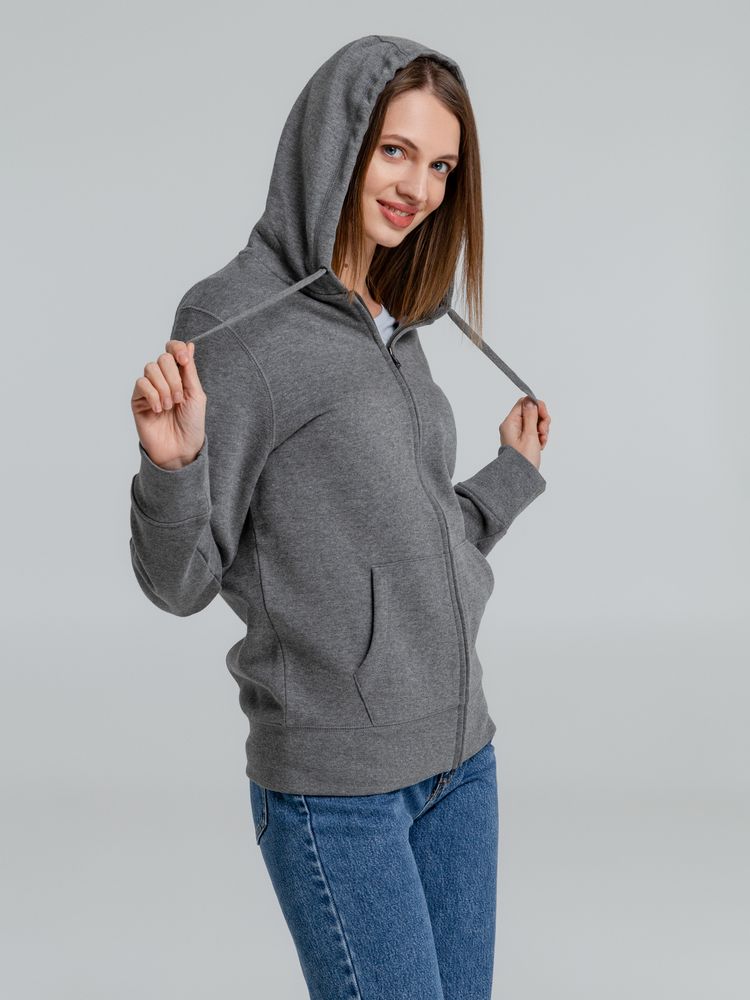 Толстовка на молнии с капюшоном унисекс King, темно-серый меланж — изображение 10