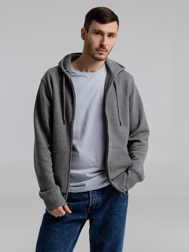 Толстовка на молнии с капюшоном унисекс King, темно-серый меланж — изображение 5