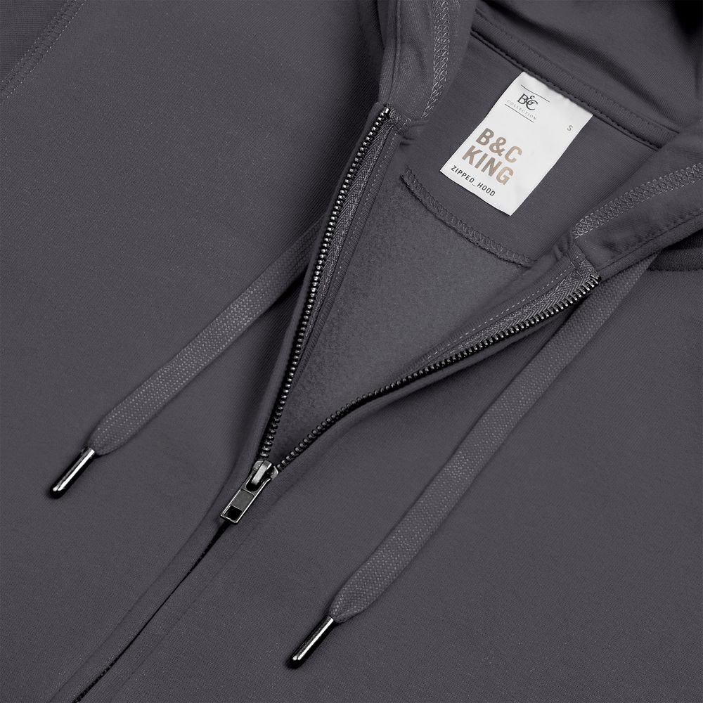 Толстовка на молнии с капюшоном унисекс King, темно-серая — изображение 4