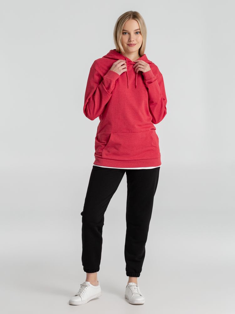 Толстовка с капюшоном унисекс Hoodie, красный меланж — изображение 15