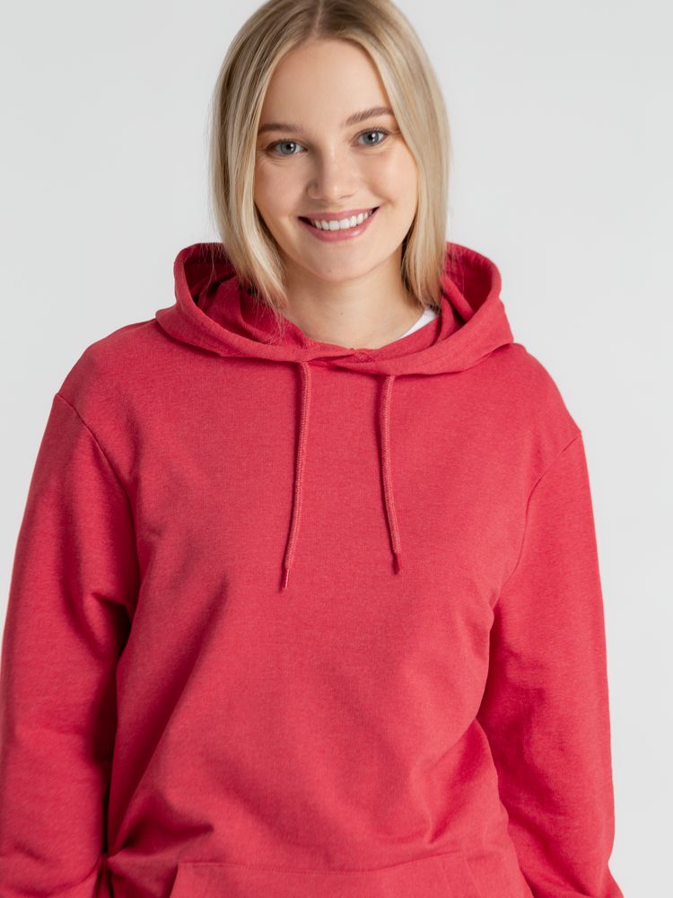 Толстовка с капюшоном унисекс Hoodie, красный меланж — изображение 14