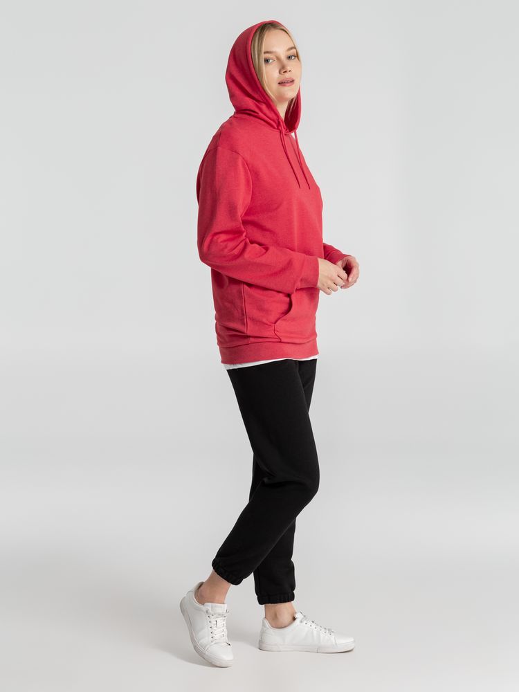 Толстовка с капюшоном унисекс Hoodie, красный меланж — изображение 16