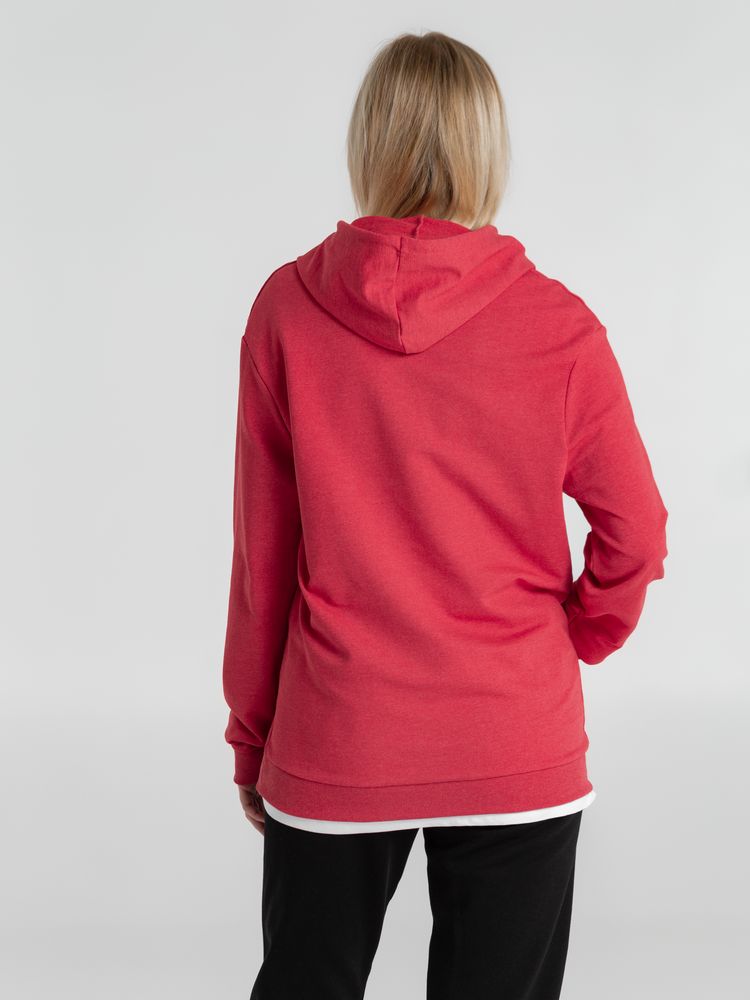Толстовка с капюшоном унисекс Hoodie, красный меланж — изображение 13