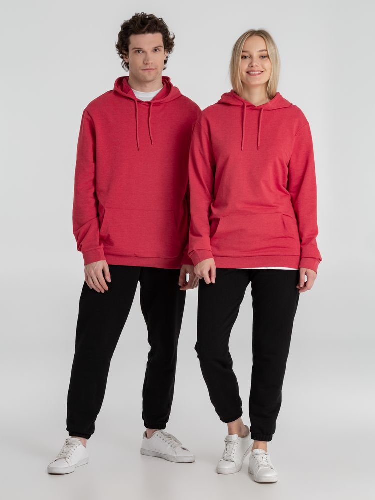 Толстовка с капюшоном унисекс Hoodie, красный меланж — изображение 18